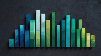 Colorful Bar Graph Representation on Dark Background Illustrating Data Visualization and Information Analysis Concepts in Modern Design Aesthetics