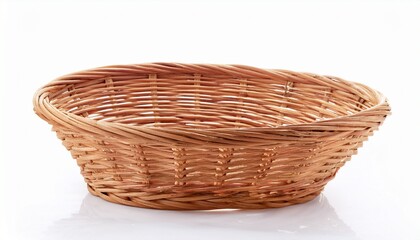 Fototapeta premium Handwoven Wicker Basket Isolated On White Background