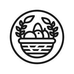 Monochrome Organic Basket Logo with Vegetables
