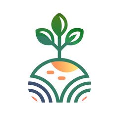 Minimal Organic Farming Logo with Sprout and Field Icon