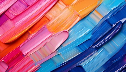 Vibrant Diagonal Brushstrokes In Blue Pink And Orange Create A Dynamic Abstract Image