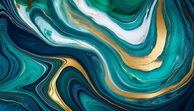 Jade And Blue Saphire And Gold Liquid Waves Wallpaper Marbles Texture Liquid Luxury Wallpaper Generative Ai