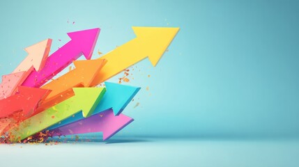 Colorful arrows showing upward movement against a plain background