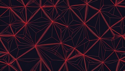 geometric seamless pattern with triangular grid and thin red lines on dark background futuristic abstraction with modern minimal linear design and subtle tech style loopable graphic wallpaper