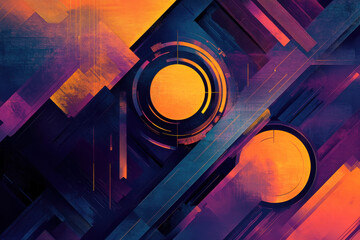 Abstract design created by vibrant and modern geometric shapes overlapping and intersecting