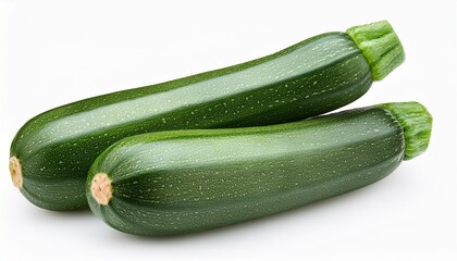 two green zucchini vegetables cutout isolated on a white background