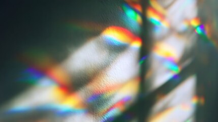 Sunlight streams through the window casting vibrant colors on the wall. The shadows create unique patterns that change as the light shifts throughout the day.