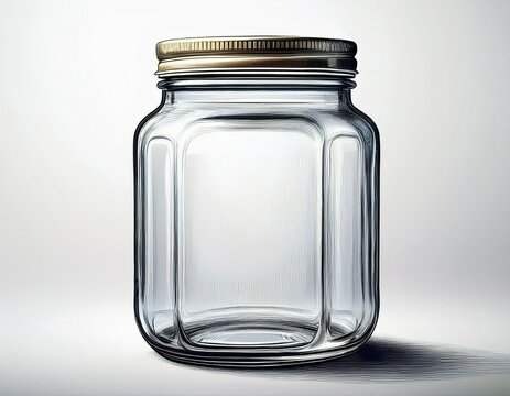 empty glass jar isolated on a monocolor white background