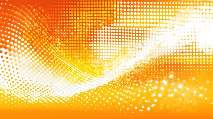Orange Halftone Dot Abstract Background with Wave - like Elements