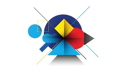 Abstract geometric composition modern art design minimal shape overlap background bright color layering effect