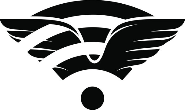 High Speed Wireless WiFi Signal with Wings Illustrator Vector 