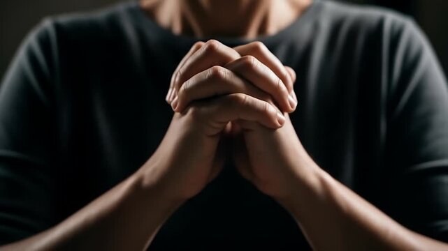 Hands Clasped in Prayer Hope Faith Spirituality Meditation Serenity.