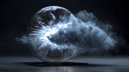 Iceberg under the moonlit sky in Antarctica with clouds and ocean reflections