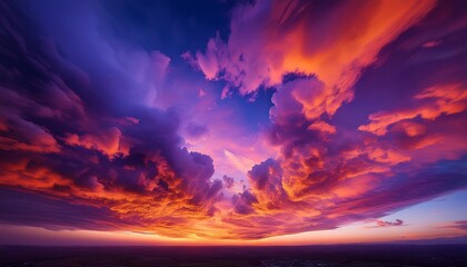 Fototapeta premium Vibrant Sunset Clouds With Hues Of Orange And Purple
