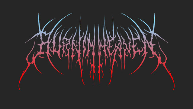 Burn in Heaven metal typography vector in a sharp, symmetry , tribal custom lettering style. perfect for band logos, t-shirt prints, stickers, or dark-themed posters