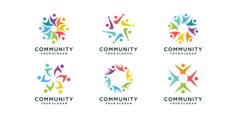 Community logo collection with creative concept Premium Vector