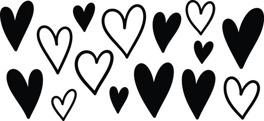 Fototapeta premium Assorted hearts in black and white