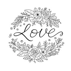 Boho Love Floral Embroidery Pattern, Saint Valentine Hand Embroidery Hoop Craft Gift