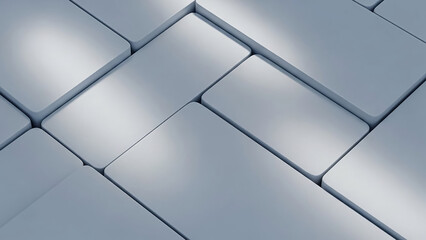 Abstract geometric pattern of light grey rectangular blocks with soft shadows.