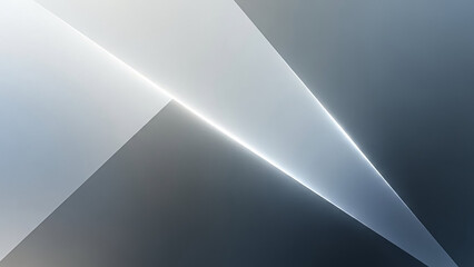 Abstract geometry with sharp angles and gradients in soft gray and white tones.