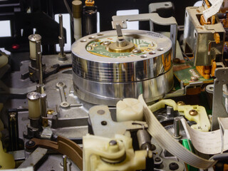 Internal Mechanism of Vintage Video Cassette Recorder