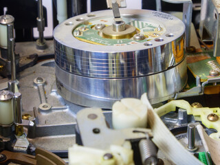 Internal Mechanism of Vintage Video Cassette Recorder
