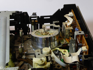 Inside of Vintage VCR Video Head Mechanism Close-up