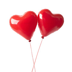 Red Heart Balloons, isolated on white background and isolated on transparent background