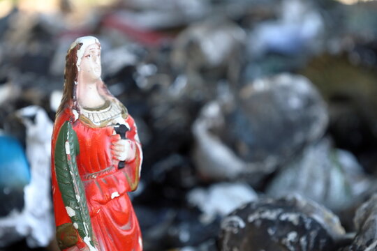 Broken Ritual Figurines at Afro-Brazilian Crossroads Shrine