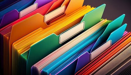 colorful folder register with index cards representing competition and organization generative ai