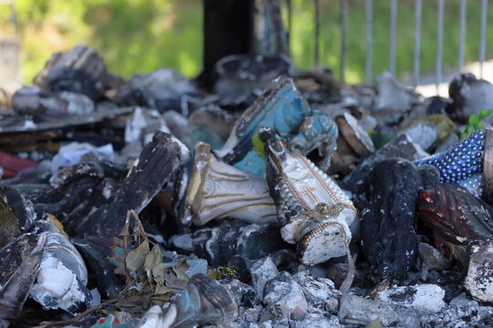 Broken Ritual Figurines at Afro-Brazilian Crossroads Shrine