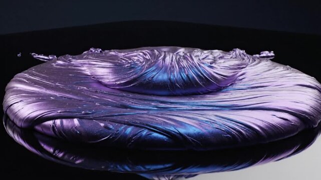 Close-up shot of a vibrant purple and blue liquid substance with a smooth, swirling texture against a dark background.