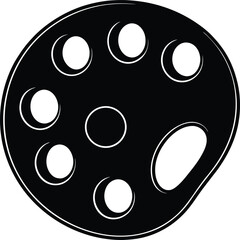 Fototapeta premium Black circular pattern with white crescent shapes on dark background