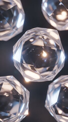 Close-up of sparkling crystal gems on a dark background, reflecting light beautifully.