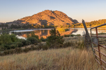 Hill at sunset over Leader Lake