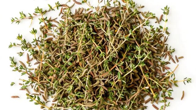Video A bunch of fresh thyme arranged on a white surface