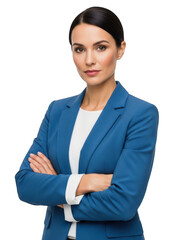 Confident businesswoman in professional attire isolated on transparent background