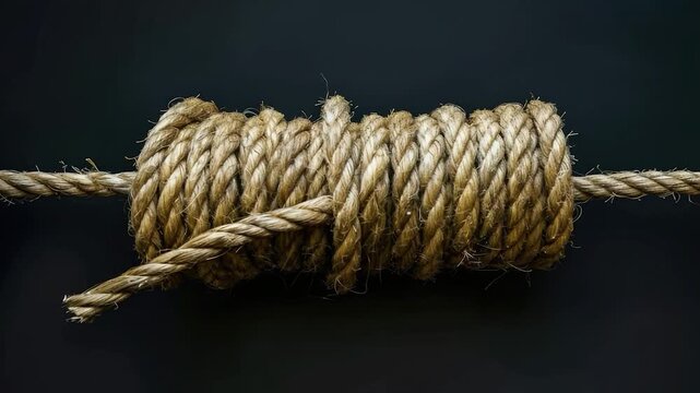 Video A close-up view of a rope on a black background, suitable for use in various design and composition projects