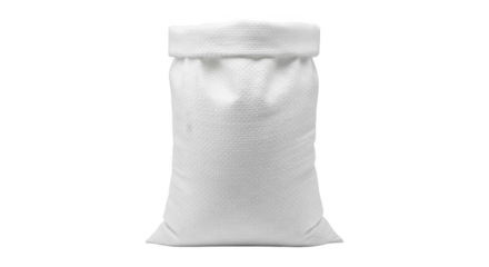 White woven polypropylene sack for packaging and storing goods like grain or fertilizer with secure closure png