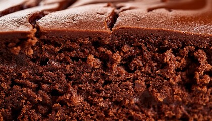 Close Up Of Chocolate Cake Texture With Rich Brown Color And Airy Crumb