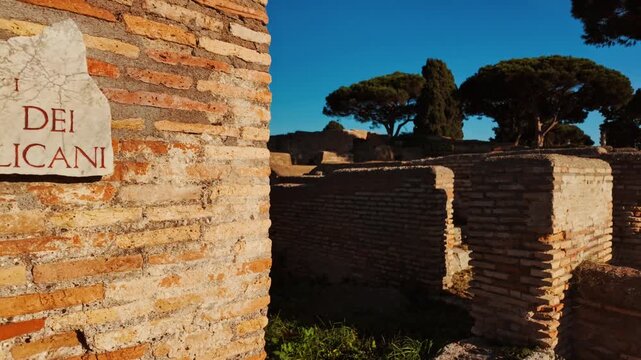 The ruins of Ostia Antica, the old port of Rome, Lazio, Italy, dating back to the 7th century BC