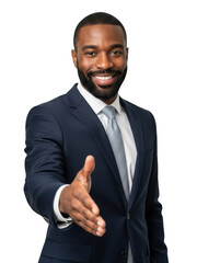 Businessman offering handshake isolated on transparent background
