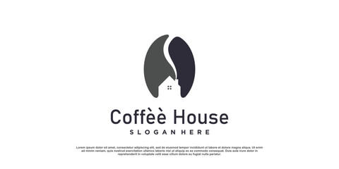 Coffee logo design with house inside Premium Vector