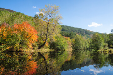 Landscape of Iskar River, passing near Lake Pancharevo,  Bulgaria