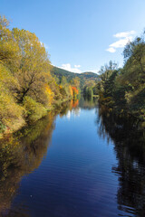 Landscape of Iskar River, passing near Lake Pancharevo,  Bulgaria