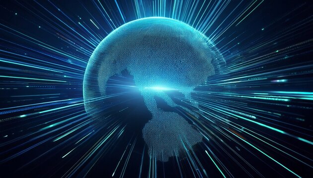 abstract technology background of high speed global data transfer ultra fast broadband and connection digital cyber tech motion - Powered by Adobe