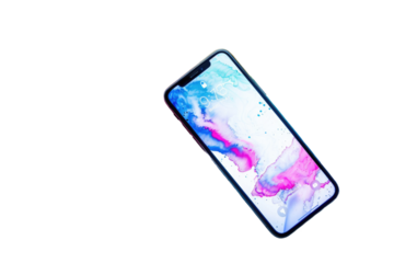 Smartphone Screen with Abstract Art Isolated on Transparent background.