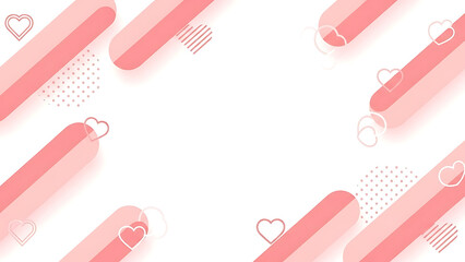 abstract pink background with geometric shapes floating hearts and dots ideal for modern designs and valentines day.