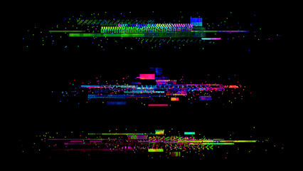 Glitch effect texture. Vector elements set. Colorful Glitch Bars