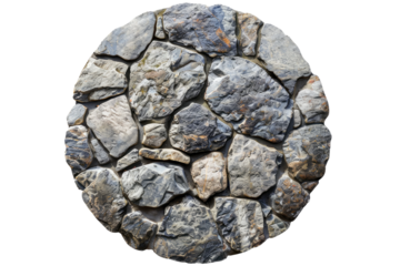 Abstract Circle with Stone Texture Isolated on Transparent background.